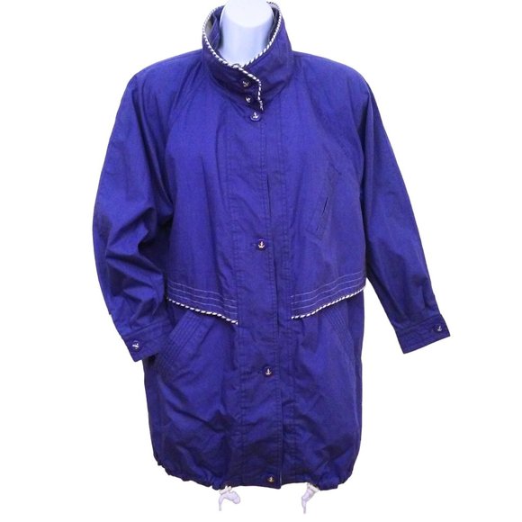 Vintage 90s London Fog Towne Chore Coat Utility Cargo Jacket -S Pockets Purple - Picture 1 of 10